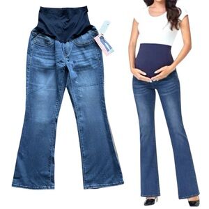 Maternity Bootcut Jeans with Overband - Blue bootcut